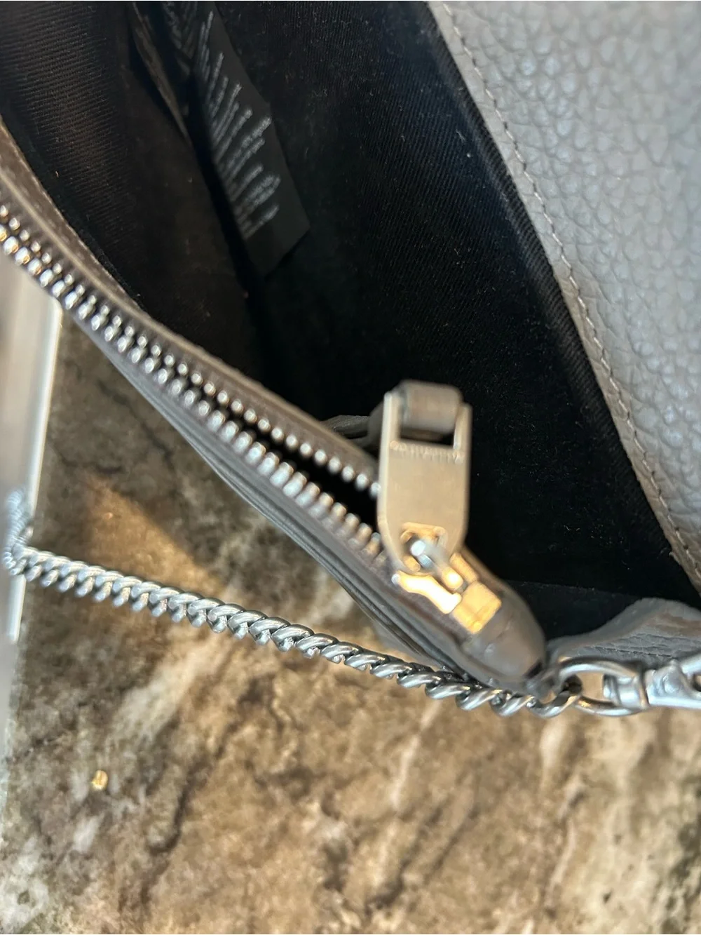 AllSaints Gray Fetch Pebbled Leather Crossbody slight wear GUC